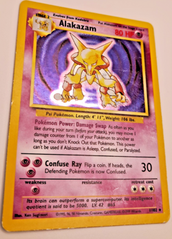 Alakazam 1/102 Holo Rare Base Set Pokemon Card WOTC 1999 Vintage MP - Image 2