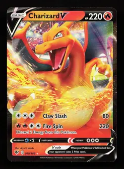 Charizard V 019/189 V Rare Darkness Ablaze Pokemon Card - Image 1