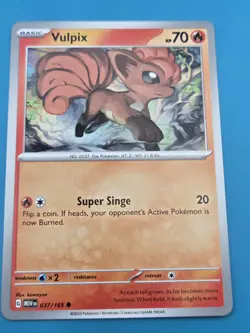 Pokemon 151 Vulpix Common Card 037/165 NM - Image 1
