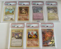 Lot Of 7 PSA 9 Graded POKEMON Slabs, Mix Lot- CHARIZARD GX, Magmar. - Image 1