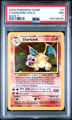 [PSA 7 SWIRL] Charizard Holo #4 Base Set 2 Pokemon English - Image 1