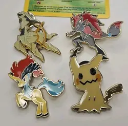 Pokemon 4 Mixed Enamel Pin Set Arceus Zoroark Keldeo Mimikyu - Lot K - Image 1