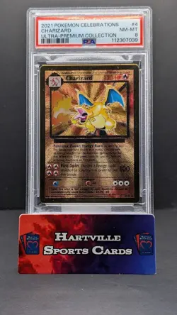 2021 Pokemon Charizard Gold Metal Celebrations UPC Ultra Premium Coll. #4 PSA 8 - Image 1