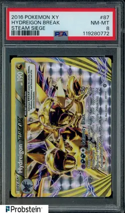 2016 Pokemon XY Steam Siege #87 Hydreigon Break PSA 8 NM-MT - Image 1