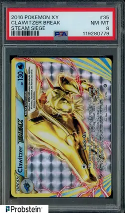 2016 Pokemon XY Steam Siege #35 Clawitzer Break PSA 8 NM-MT - Image 1