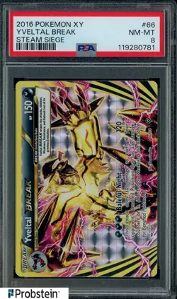 2016 Pokemon XY Steam Siege #66 Yveltal Break PSA 8 NM-MT - Image 1