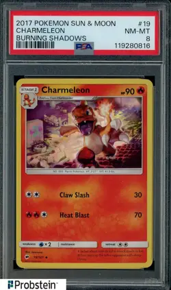 2017 Pokemon Sun & Moon Burning Shadows #19 Charmeleon PSA 8 NM-MT - Image 1