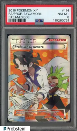 2016 Pokemon XY Steam Siege #114 Professor Sycamore Fa PSA 8 NM-MT - Image 1