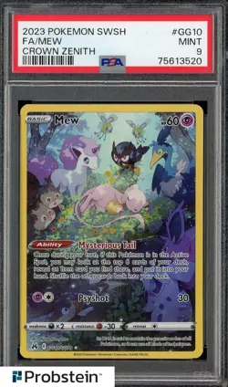 2023 Pokemon SWSH Crown Zenith #GG10 Mew Fa PSA 9 MINT - Image 1