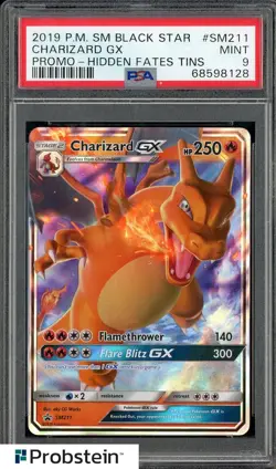 2019 Pokemon SM Black Star Promo Hidden Fates Tins #SM211 Charizard Gx PSA 9 - Image 1