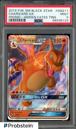 2019 Pokemon SM Black Star Promo Hidden Fates Tins #SM211 Charizard Gx PSA 9 - Image 1