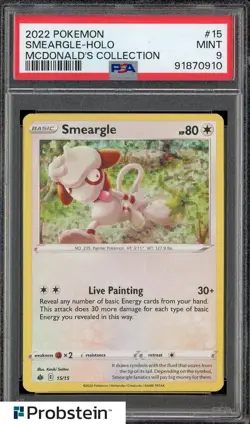 2022 Pokemon Mcdonald's Collection #15 Smeargle Holo PSA 9 MINT - Image 1