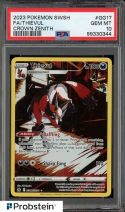 2023 Pokemon sWSH Crown Zenith #GG17 Thievul FA PSA 10 GEM MINT - Image 1
