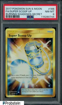 2017 Pokemon Sun & Moon Burning Shadows #166 Super Scoop Up Fa PSA 8 - Image 1