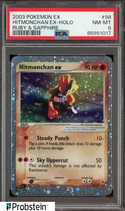 2003 Pokemon Ex Ruby & Sapphire #98 Hitmonchan Ex Holo PSA 8 NM-MT - Image 1