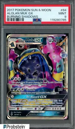 2017 Pokemon Sun & Moon Burning Shadows #84 Alolan Muk Gx PSA 9 MINT - Image 1