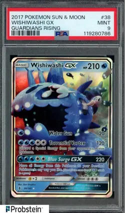 2017 Pokemon Sun & Moon Guardians Rising #38 Wishiwashi Gx PSA 9 MINT - Image 1