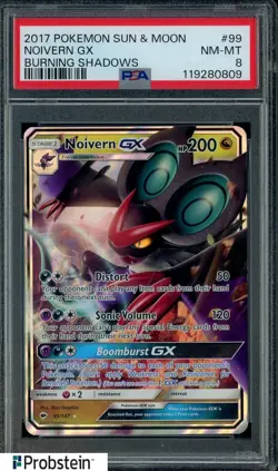2017 Pokemon Sun & Moon Burning Shadows #99 Noivern Gx PSA 8 NM-MT - Image 1