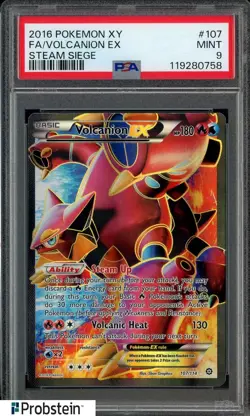 2016 Pokemon XY Steam Siege #107 Volcanion Ex FA PSA 9 MINT - Image 1