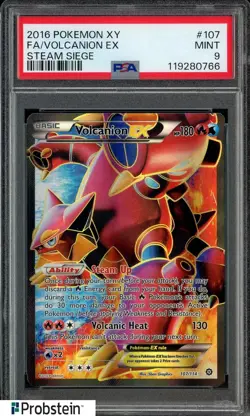 2016 Pokemon XY Steam Seige #107 Volcanion Ex Fa PSA 9 MINT - Image 1