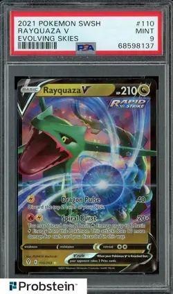 2021 Pokemon SWSH Evolving Skies #110 Rayquaza V PSA 9 MINt - Image 1