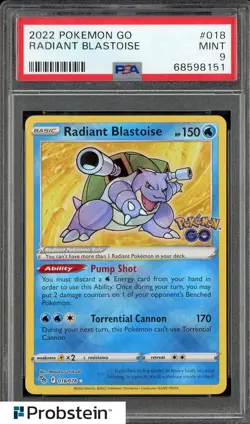 2022 Pokemon Go Radiant Blastoise #018 PSA 9 MINT - Image 1