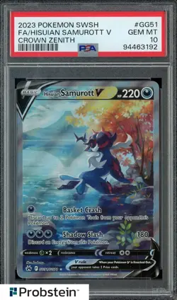 2023 Pokemon SWSH Crown Zenith #GG51 Hisuian Samurott V PSA 10 GEM MINT - Image 1