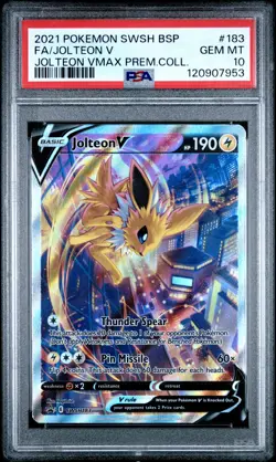 2021 POKEMON JOLTEON VMAX PREMIUM COLLECTION #183 FULL ART/JOLTEON V PSA 10 - Image 1