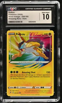 CGC 10 - 2020 Pokemon Vivid Voltage Raikou #050 - Image 1