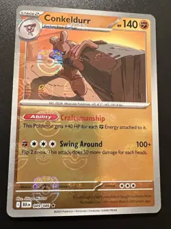 Pokemon Black Bolt #049/086 Conkeldurr (Master Ball Pattern) - Image 1