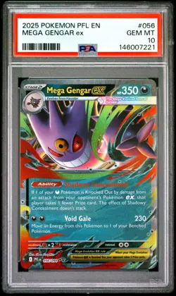PSA 10 GEM MINT Pokemon 2025 Phantasmal Flames Mega Gengar ex 056/094 - Image 1