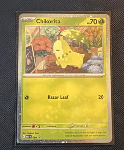 Chikorita (Cosmos Holo) 069 Promo NM Pokemon Card Mega Evolution Promo - Image 1