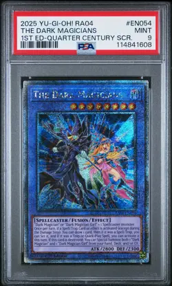 2025 YU-GI-OH! RA04-QUARTER CENTURY STAMPEDE #EN054 THE DARK MAGICIANS PSA 9 - Image 1