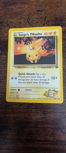 Lt. Surge's Pikachu 84/132 Common Gym Challenge Pokemon Lightly Played - Image 1