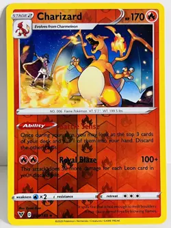 Charizard 25/185 Charizard 025/185 Reverse HOLO Rare Vivid Voltage Pokemon Card - Image 1