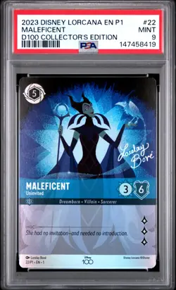 2023 DISNEY LORCANA EN P1-PROMO #22 MALEFICENT - UNINVITED PSA 9 - Image 1