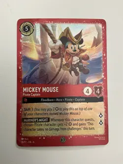 Disney Lorcana TCG Mickey Mouse Pirate Captain *Foil Promo* NM/MT Combined Ship - Image 1