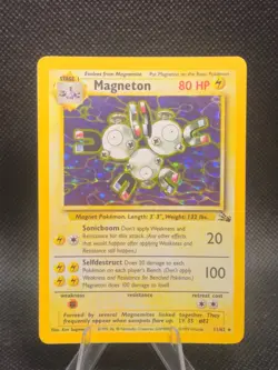 Magneton Pokemon TCG Unlimited Holo Rare Card 11/62 Fossil Set - Image 1