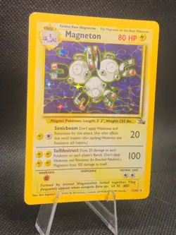 Magneton Pokemon TCG Unlimited Holo Rare Card 11/62 Fossil Set - Image 2