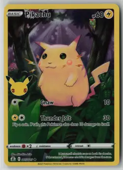 Pikachu 005/025 Pokemon TCG Card Celebrations Holo Rare (Light Play) LP 4 - Image 1