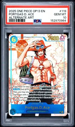 PSA 10 Portgas D Ace OP13-119 Alternate Art English One Piece GEM MT 10 - Image 1