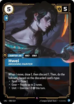 Hwei - Brooding Painter 080/219 Rare Unleashed Riftbound Foil Hwei card - Image 1