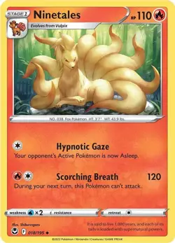Ninetales 018/195 Uncommon Pokemon SWSH12: Silver Tempest NM - Image 1