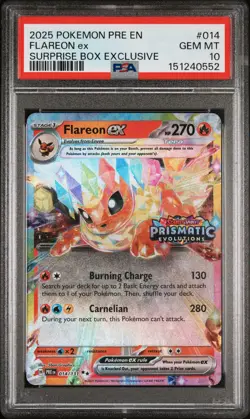 2025 Pokemon Prismatic Evolutions 014 Flareon ex PSA 10 151240552 - Image 1