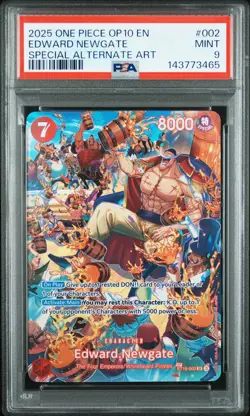 2025 ONE PIECE OP10-ROYAL BLOOD SPECIAL ALTERNATE ART #002 EDWARD NEWGATE PSA 9 - Image 1