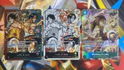 Bandai One Piece Luffy & Ace ST30-001 Leader Parallel, Normal and ST30-012 MINT - Image 1