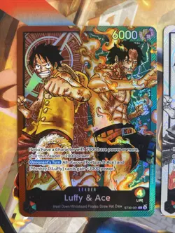 Bandai One Piece Luffy & Ace ST30-001 Leader Parallel, Normal and ST30-012 MINT - Image 2