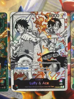 Bandai One Piece Luffy & Ace ST30-001 Leader Parallel, Normal and ST30-012 MINT - Image 3