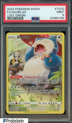 2022 Pokemon SWSH Lost Origin #TG10 Snorlax Fa PSA 9 MINT - Image 1