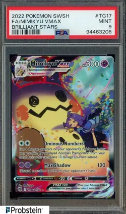 2022 Pokemon SWSH Brilliant Stars #TG17 Mimikyu Vmax FA PSA 9 MINT - Image 1